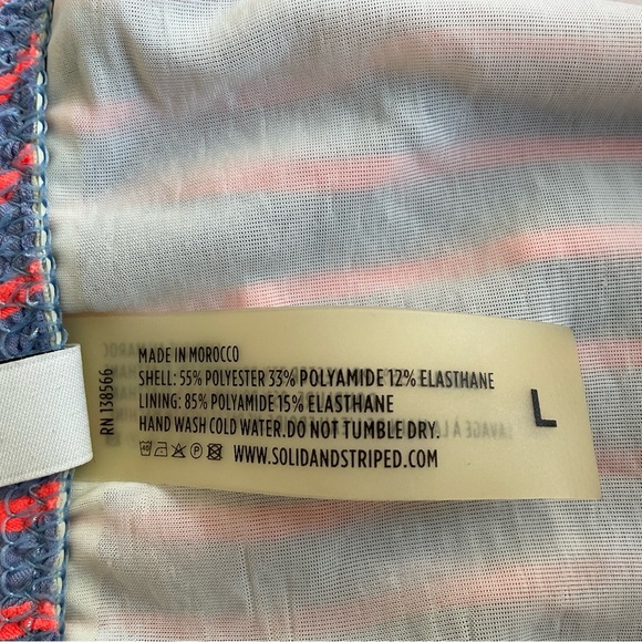 SOLID & STRIPED 2pcs Swimsuit Sz L Orange/Lilac Striped Tie Front Retro Stretchy - Picture 8 of 9